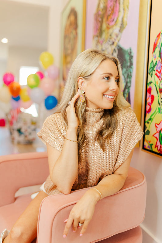 Pink Princess Confetti Oval Hoops