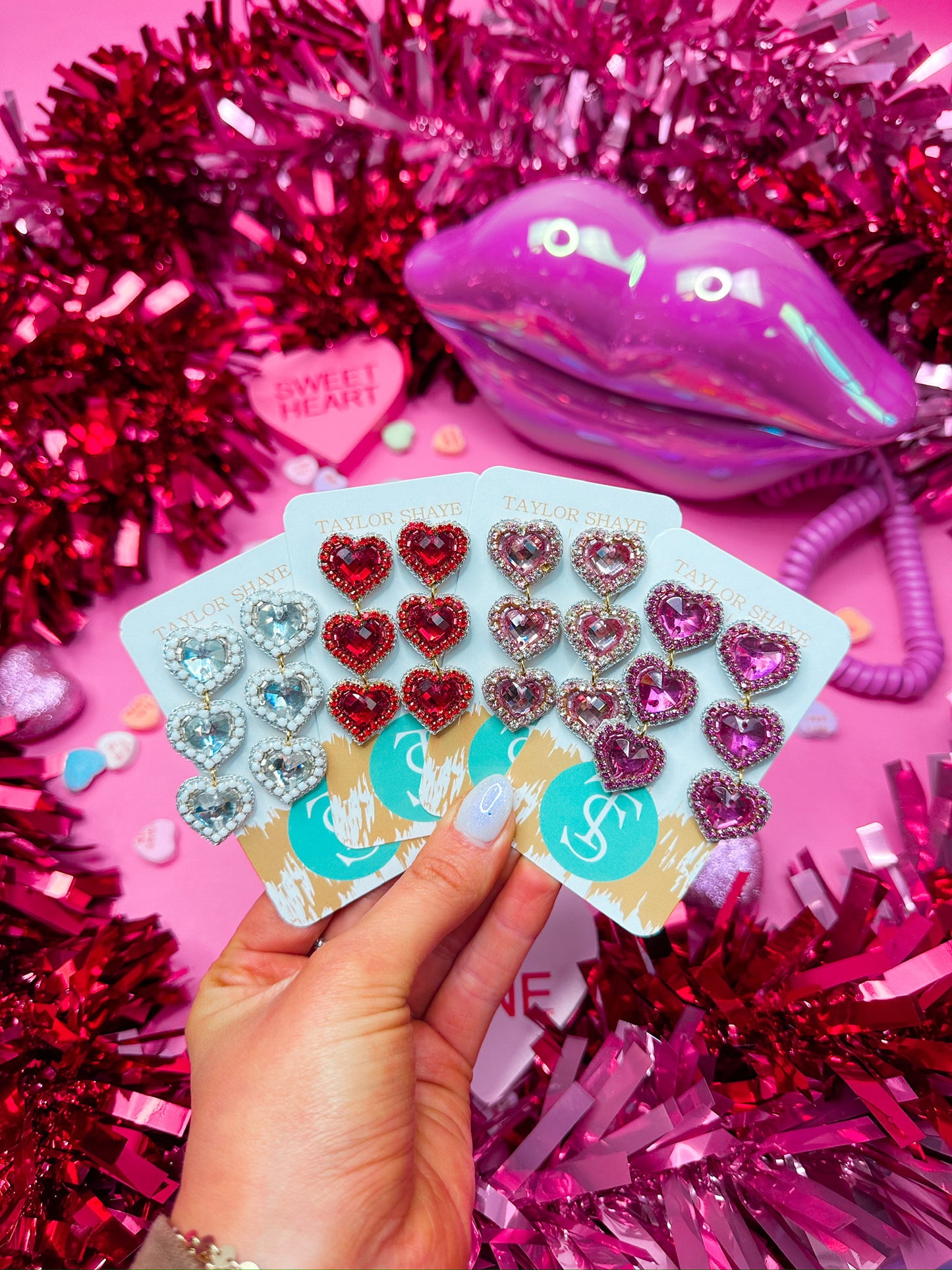 Rosaline Triple Beaded Hearts