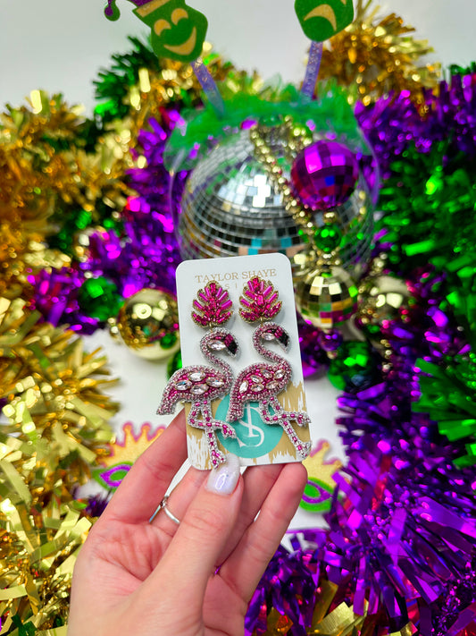 Pink Beaded Flamingo Drops