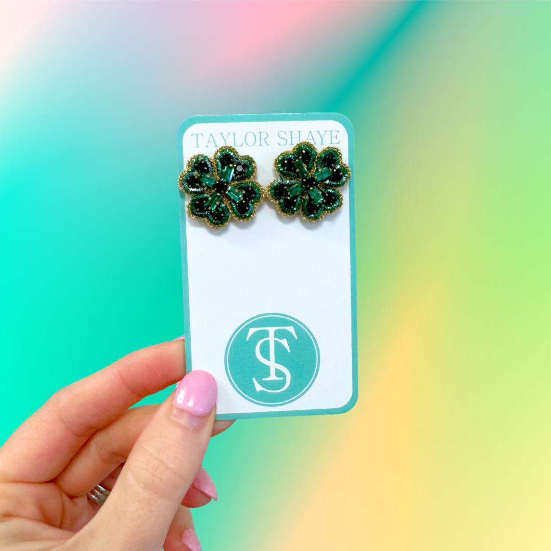 Beaded Clover Studs