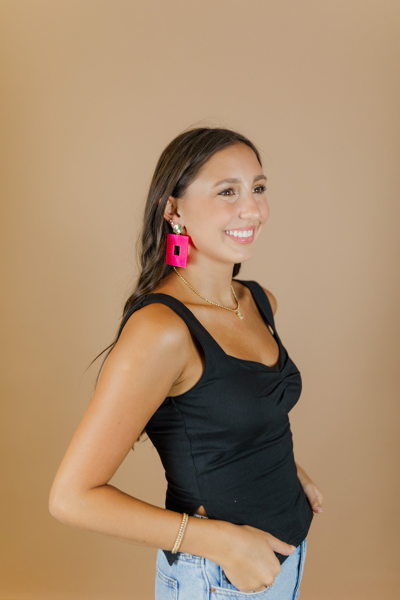 Pink Holographic Naomi Rectangle Drops