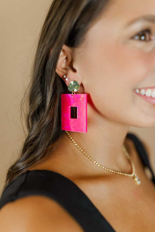 Pink Holographic Naomi Rectangle Drops