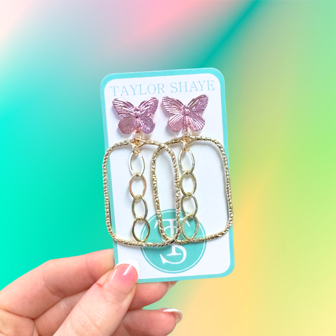 Brailey Butterfly Chain Hoops