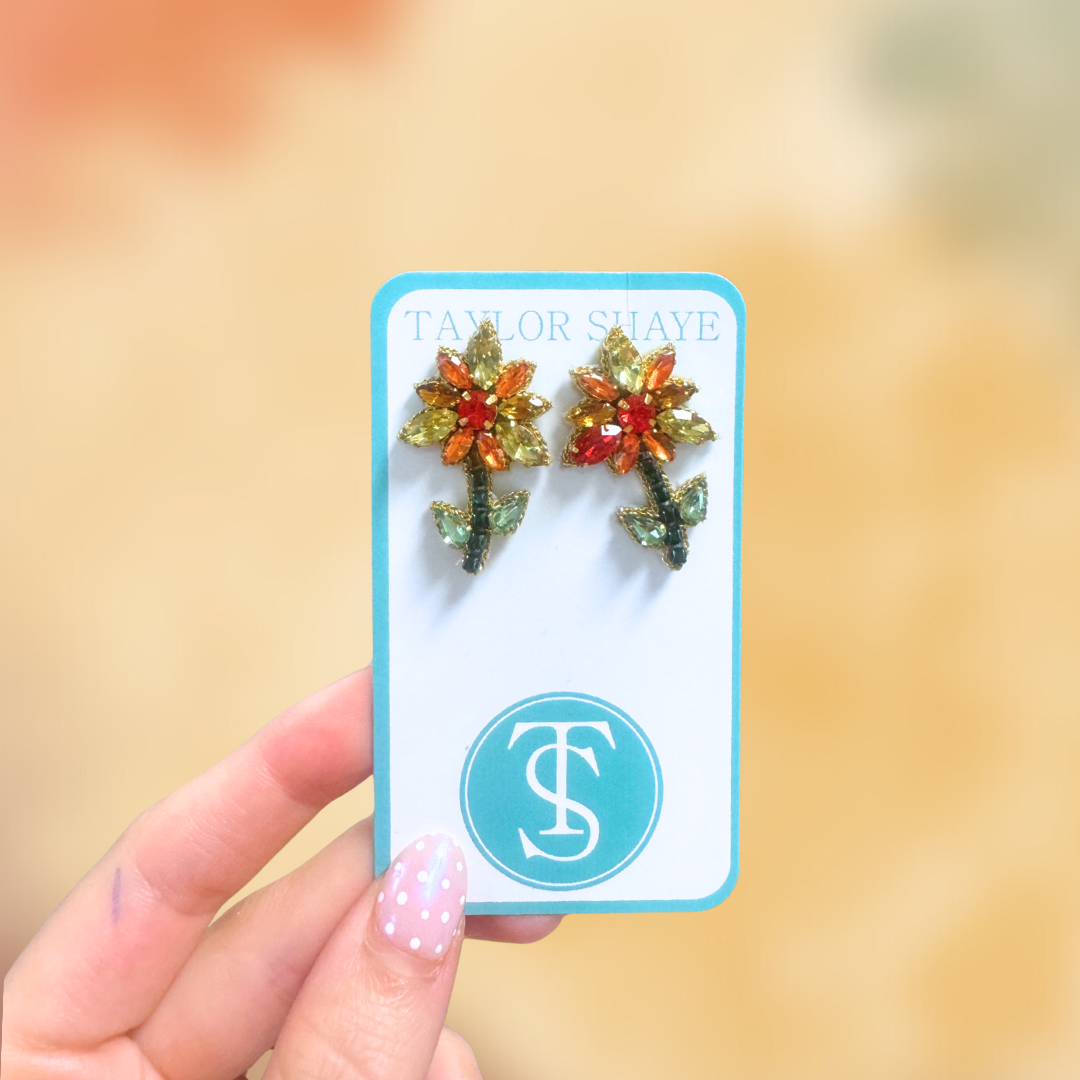 Fall Beaded Flower Stud