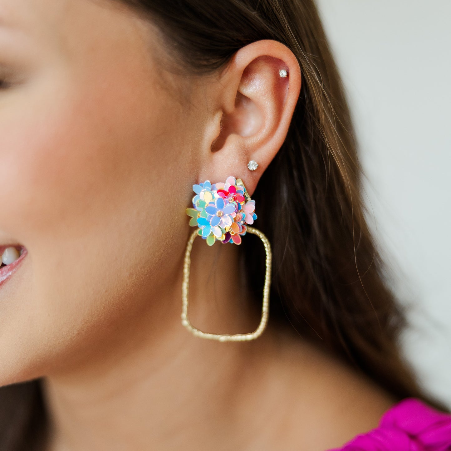 Rainbow Iridescent Spring Flower Hoops
