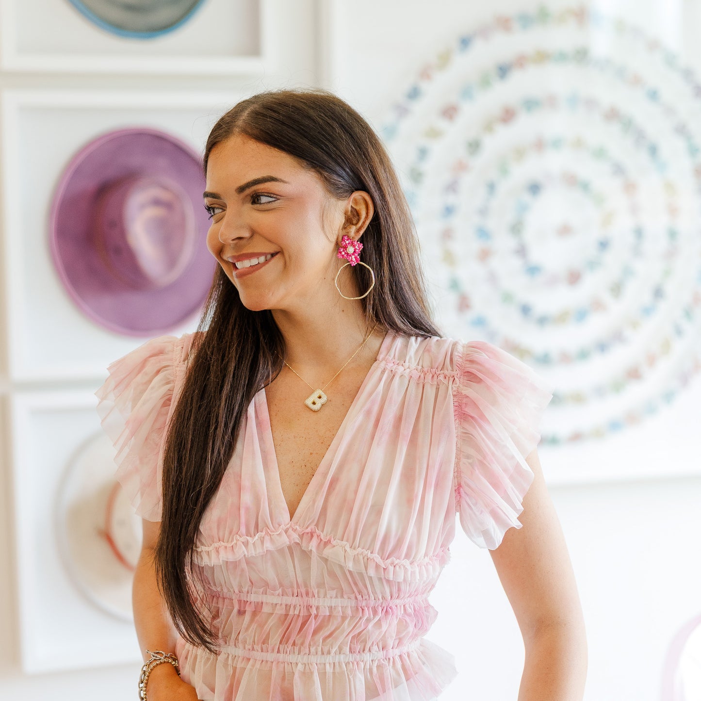 Jenna Pearl Flower Spring Hoops