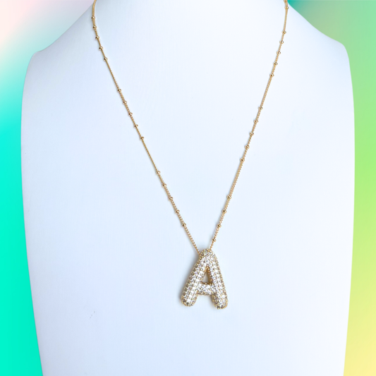 CZ Bubble Initial Necklace