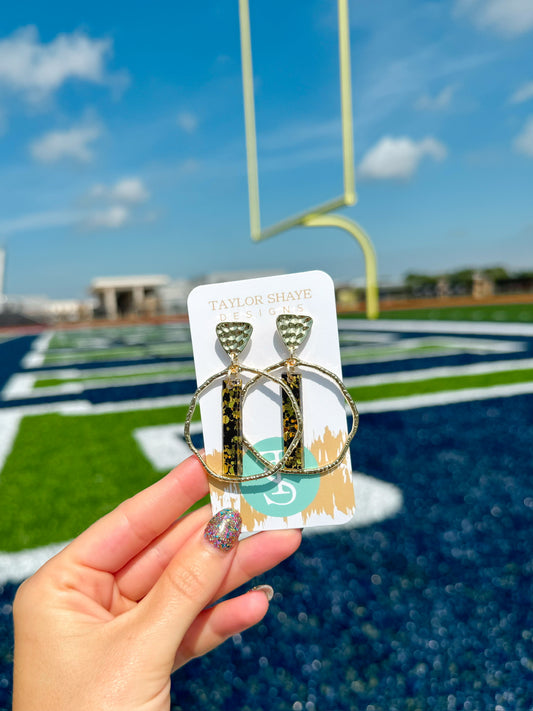 Black/Gold Confetti Stick Hoops