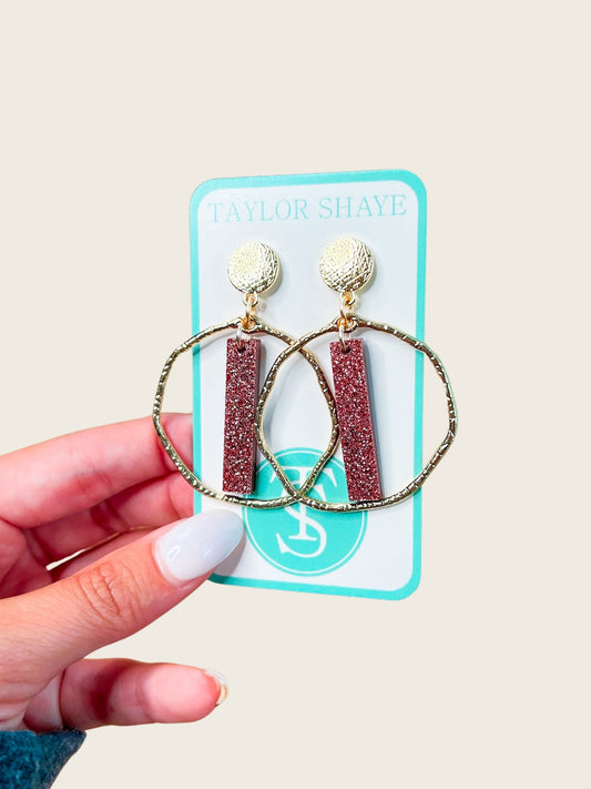 Copper Glitter Stick Hoops