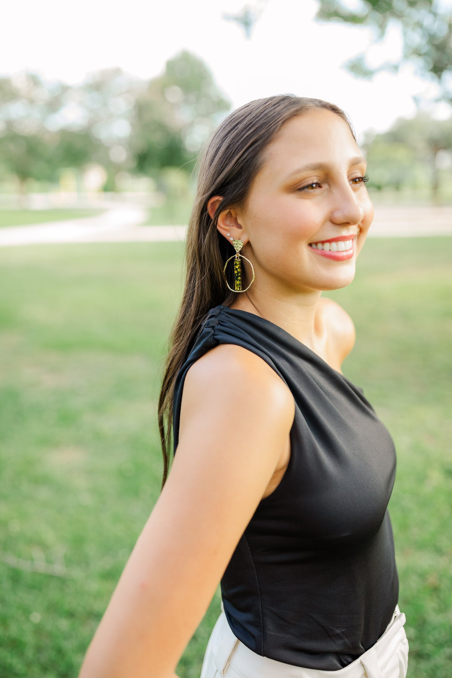 Black/Gold Confetti Stick Hoops
