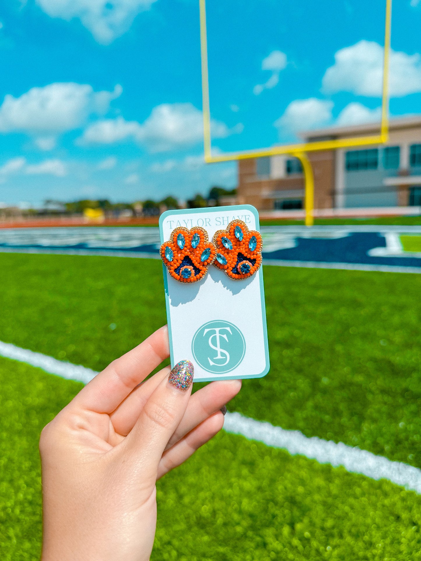 Navy/Orange Tiger Paw Stud