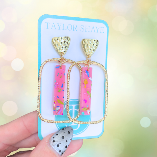 Pink Rainbow Flake Drops