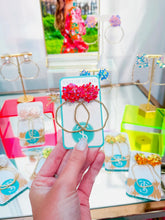 Load image into Gallery viewer, Iridescent Flower Hoops