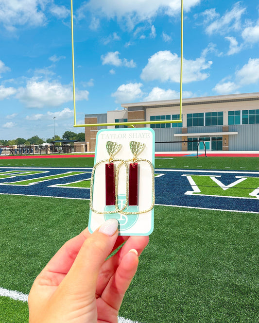 Maroon Mirror Stick Hoops