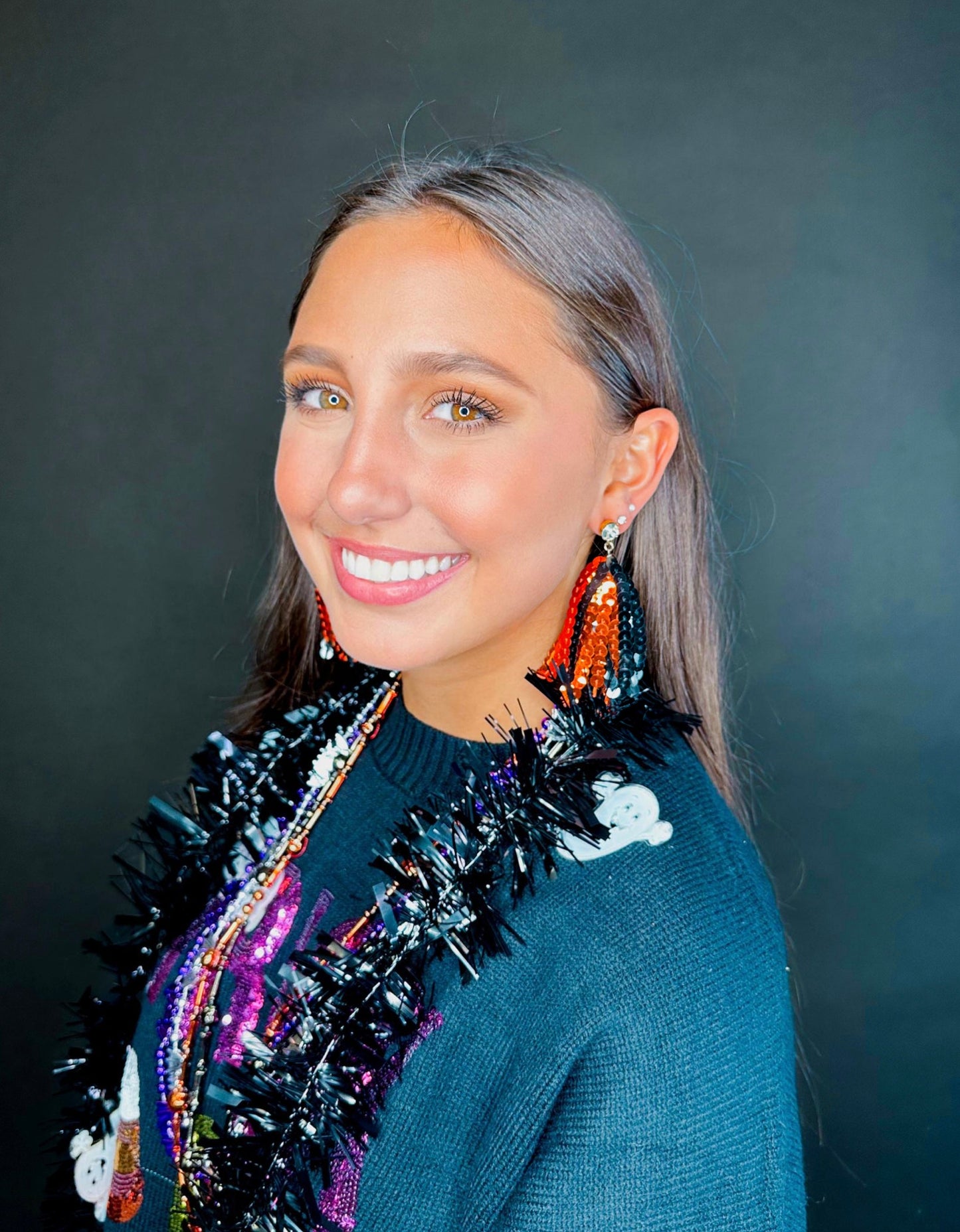 Orange/Black Sequin Tassels