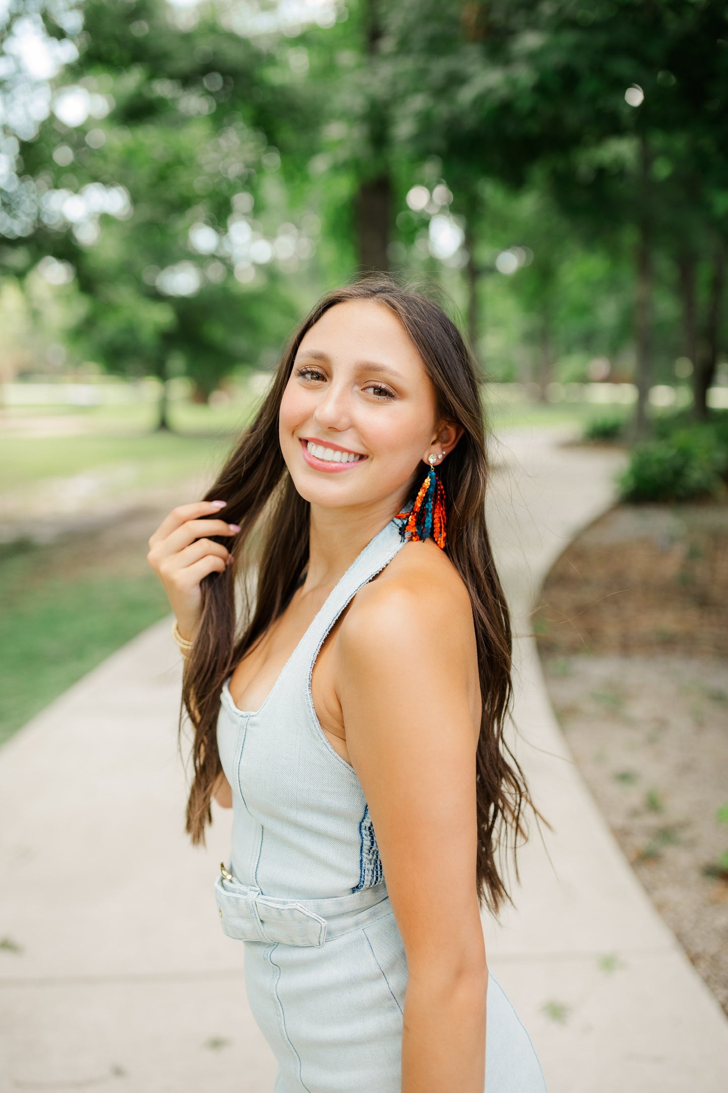 Navy/Orange Sequin Tassels