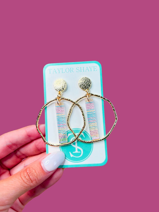 Rainbow Stripe Stick Hoops