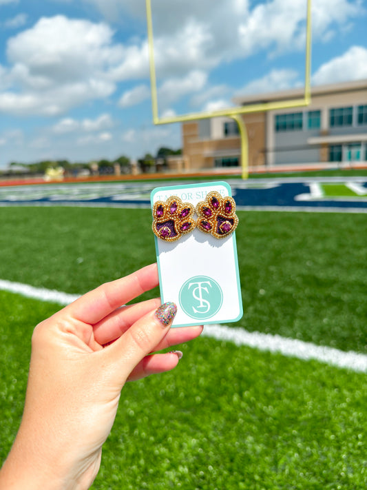 Purple/Gold Tiger Paw Stud