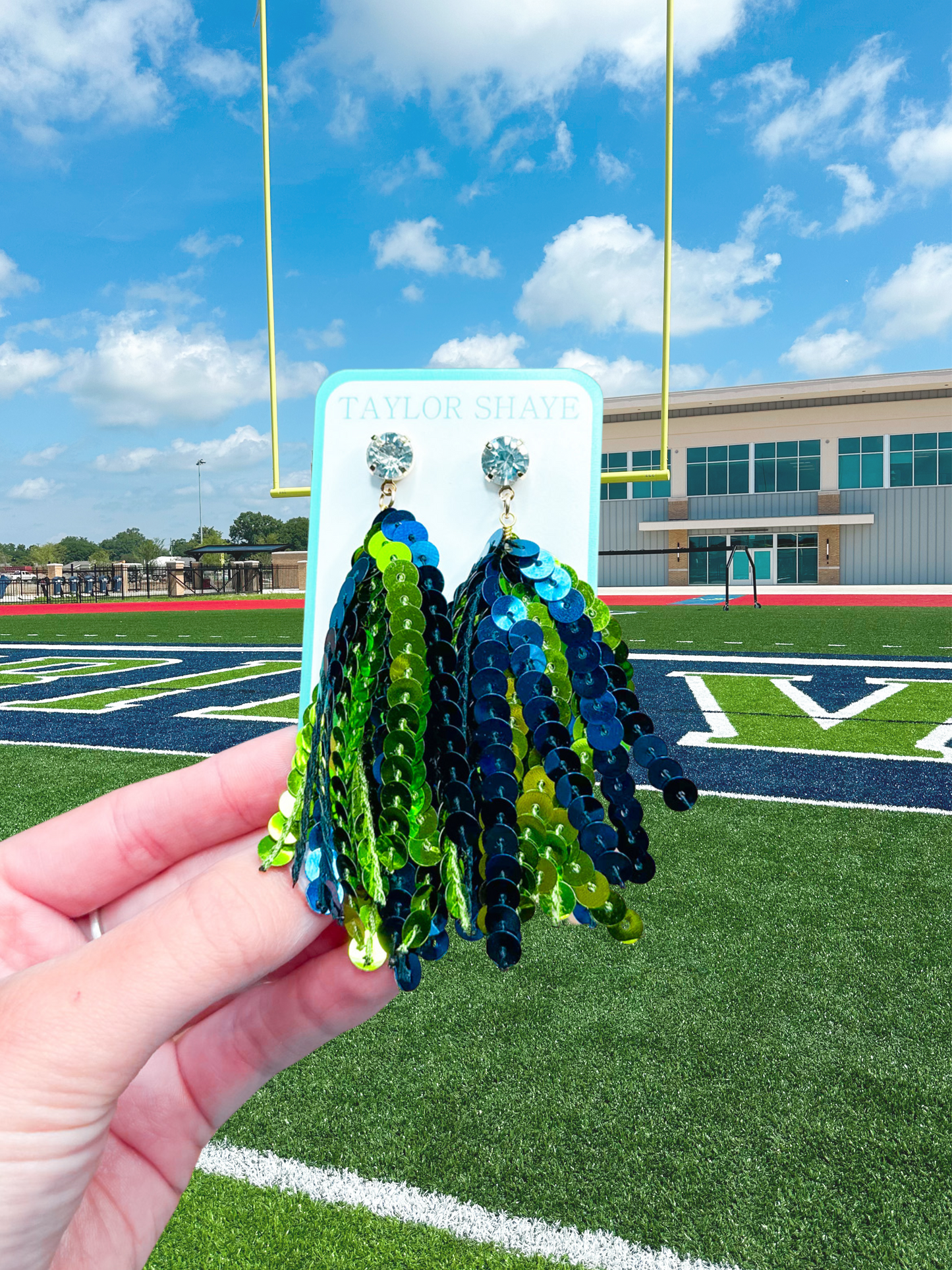 Navy/Green Sequin Tassels