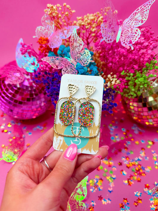 Cindy Confetti Oval Hoops