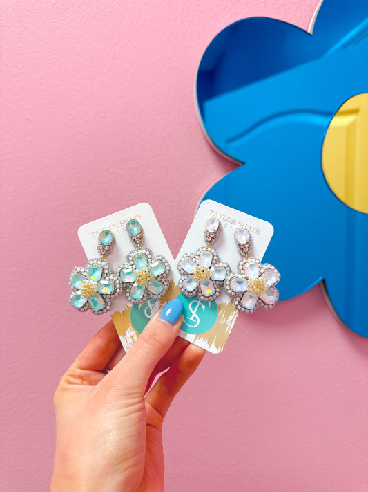 Violet Beaded Flower Drops