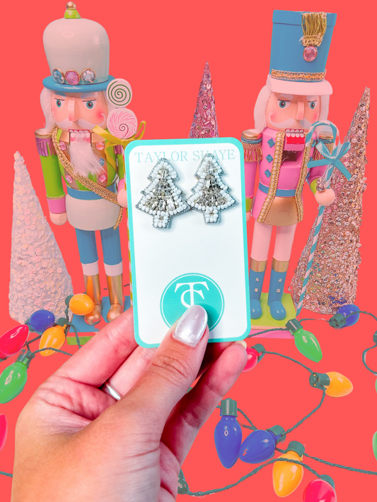 Beaded Crystal Christmas Tree Studs