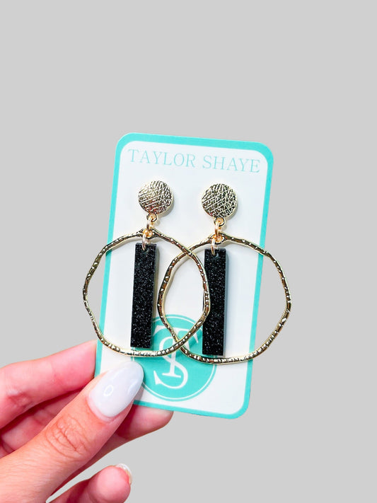 Black Glitter Stick Hoops