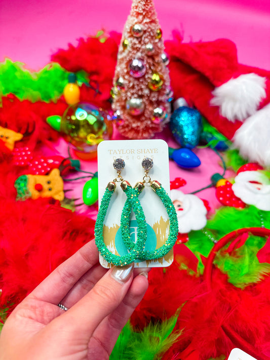 Green Glitter Teardrops