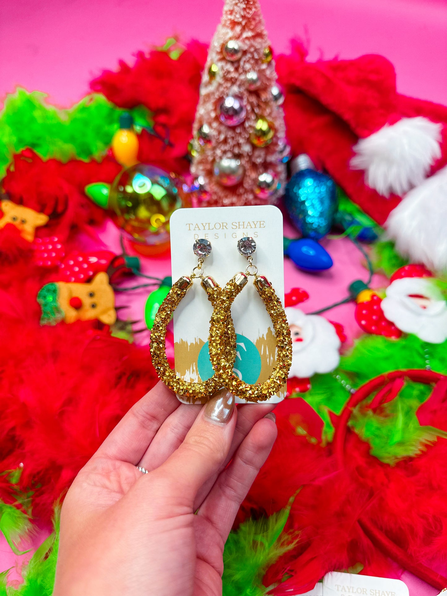 Green Glitter Teardrops