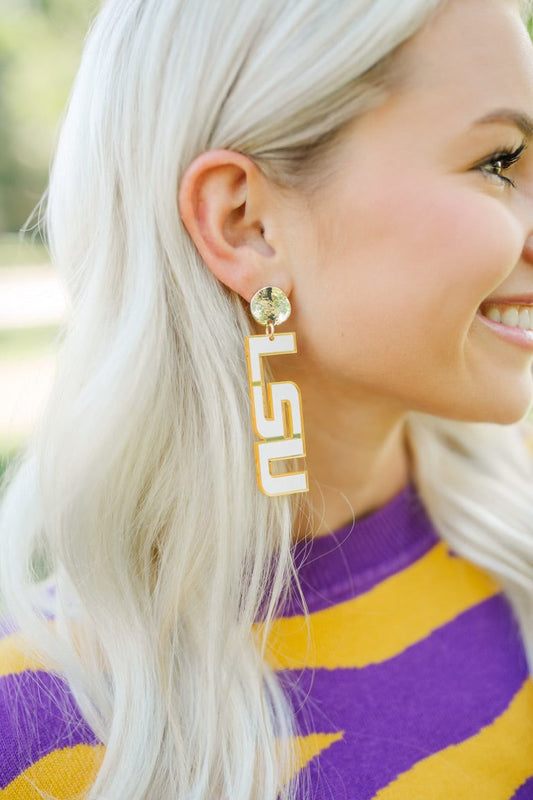 LSU White Acrylic Drops