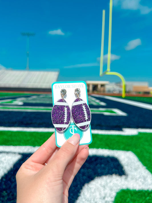 Purple/Silver Glitter Acrylic Footballs