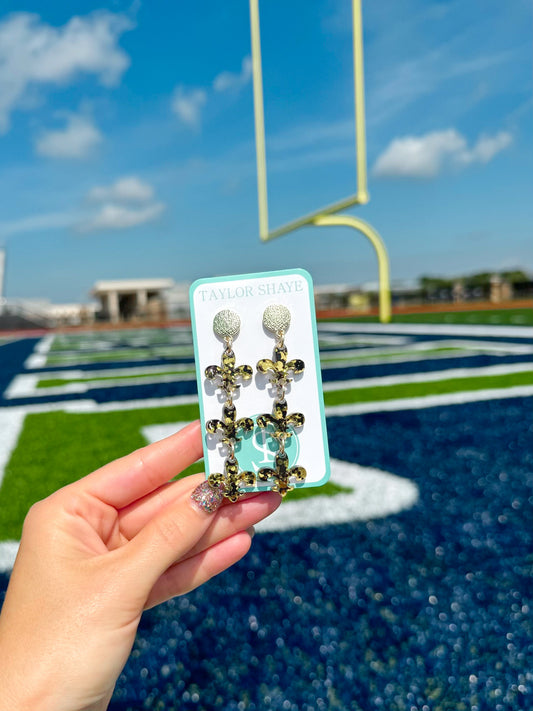 Black/Gold Confetti Triple Fleur-de-Lis