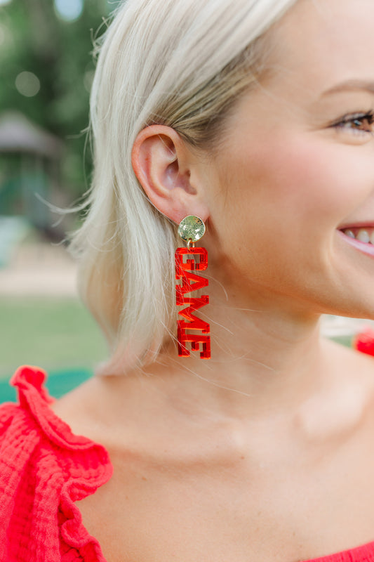 Acrylic Red/Silver Mirror Gameday Drops