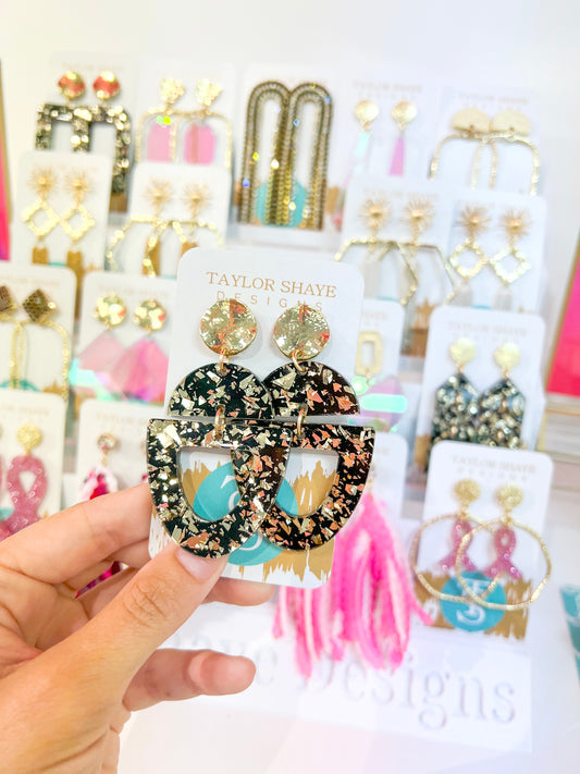 Black/Gold Open Acrylic Drops