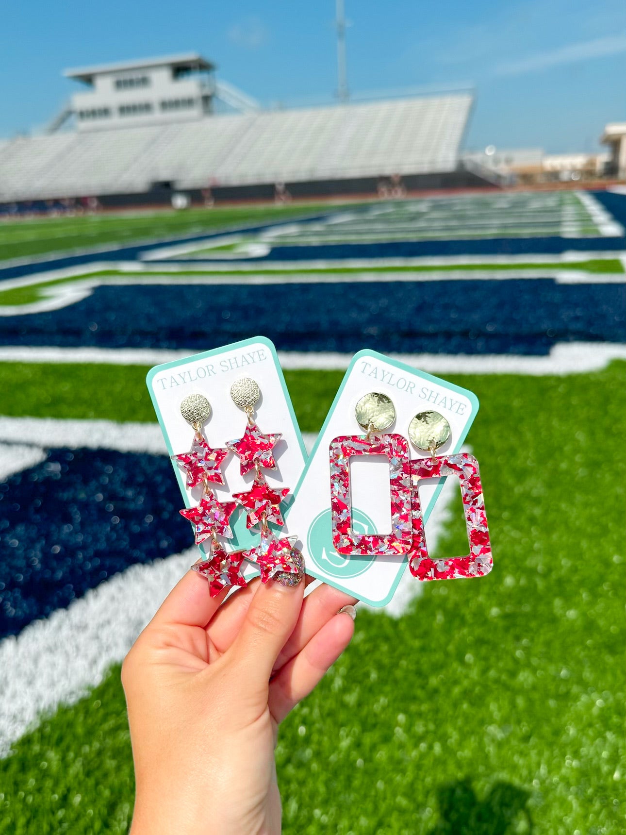 Red/Silver Flake Rectangle Drops