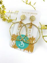 Load image into Gallery viewer, Gold Flake Stick Hoops