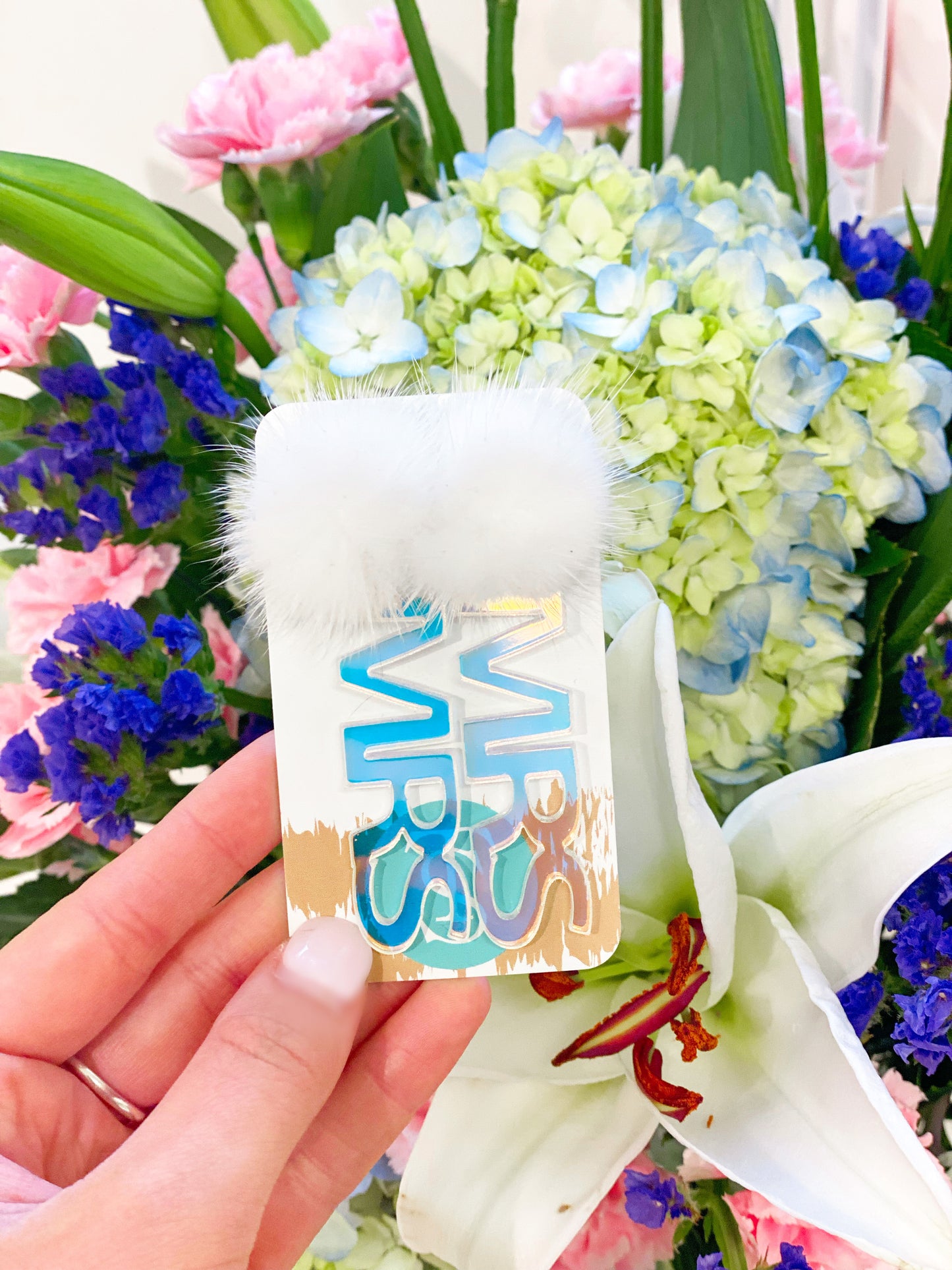 Iridescent "MRS" Bridal Earrings