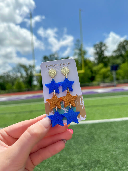 Orange/Blue Glitter Triple Stars