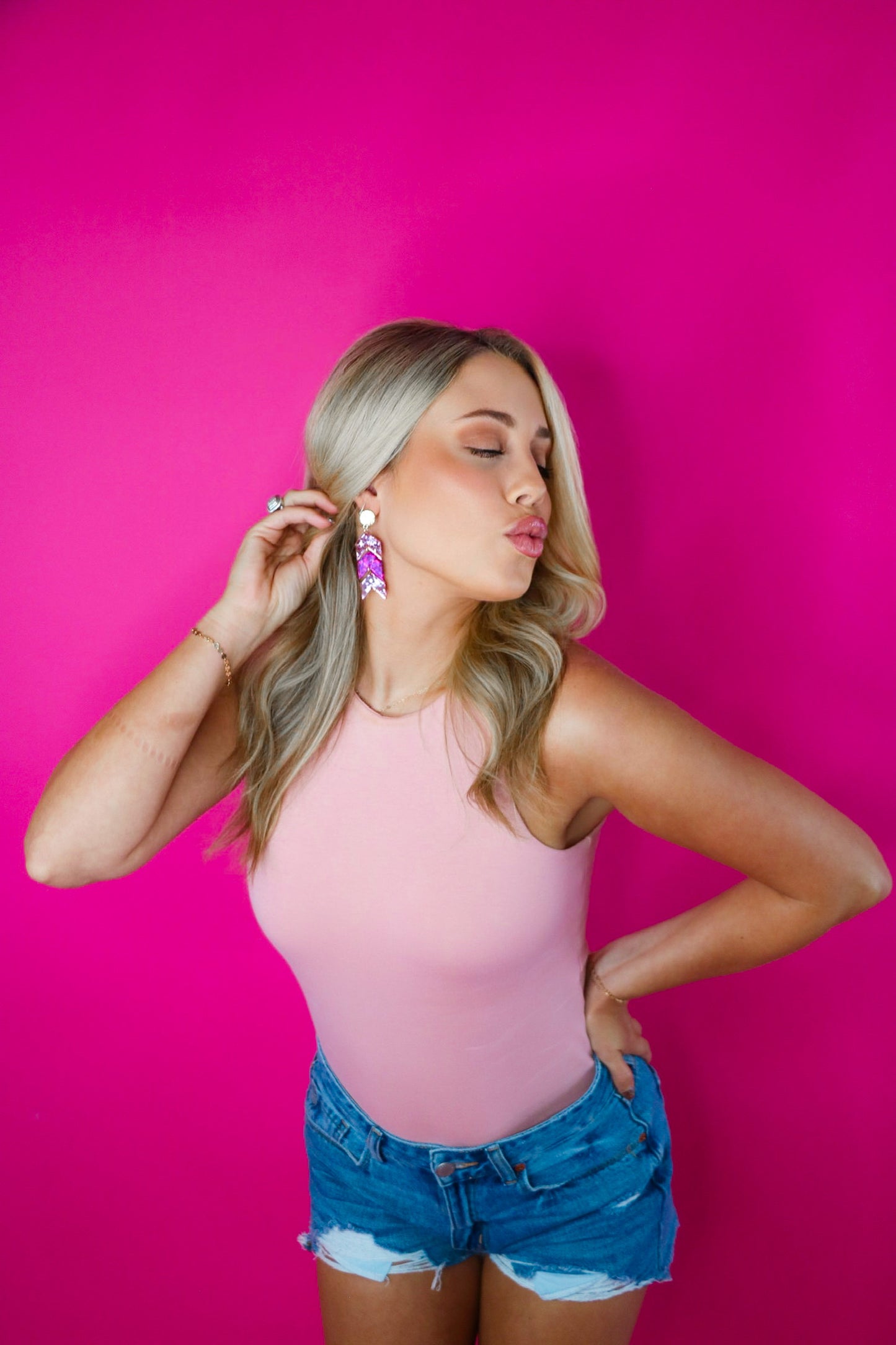 Pink Sequin Kensington Drops