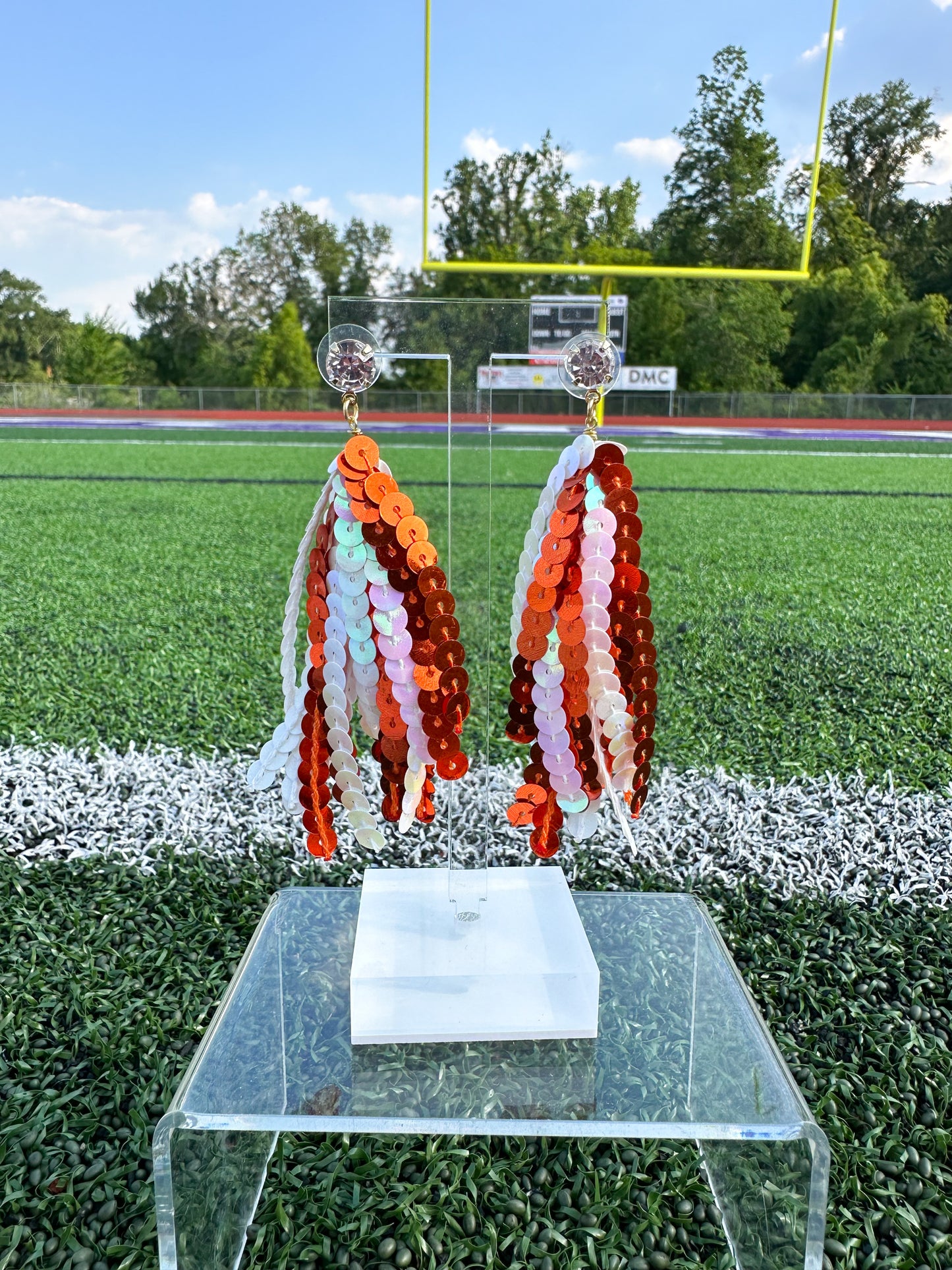 Orange/White Sequin Tassels