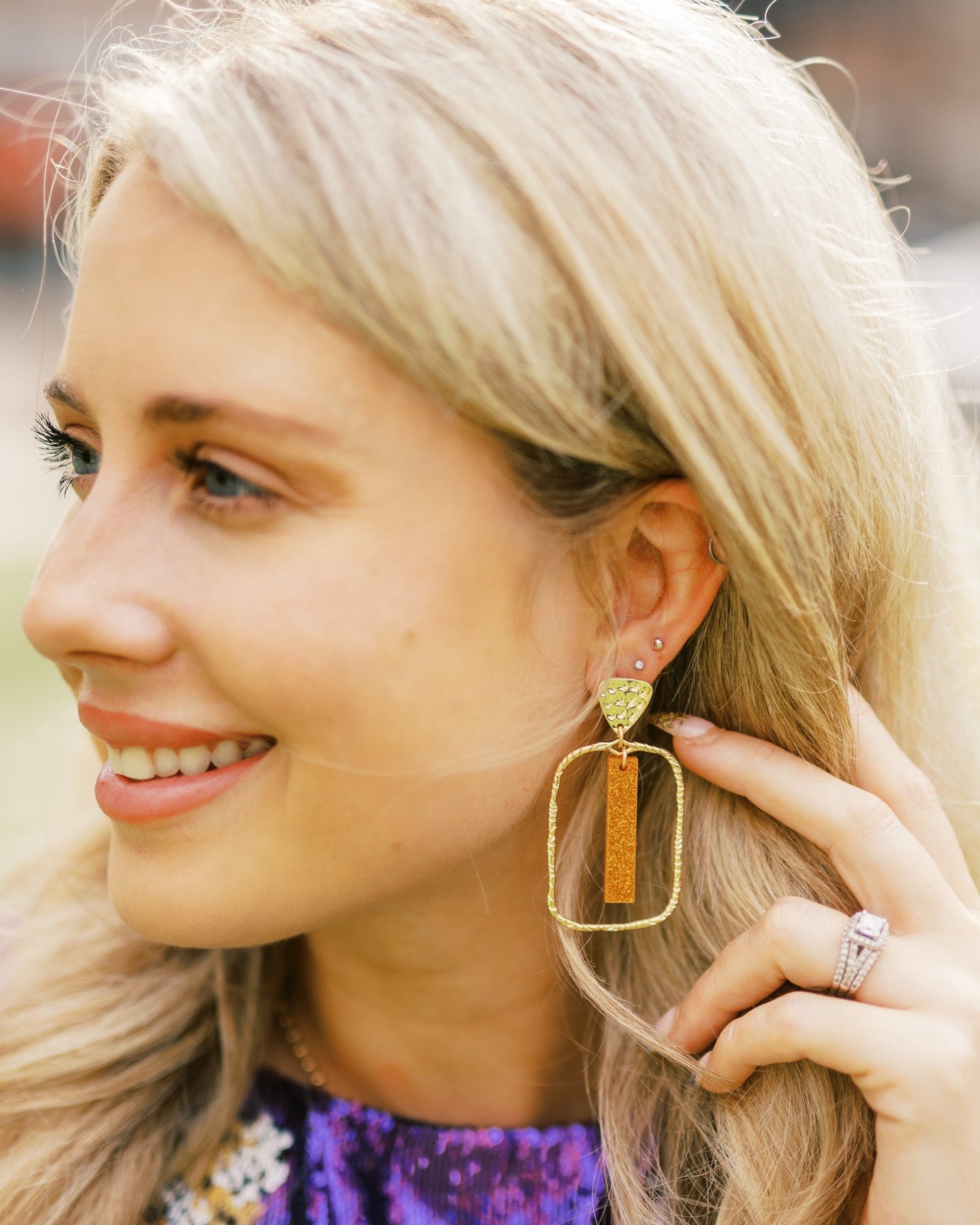 Orange Glitter Stick Hoops