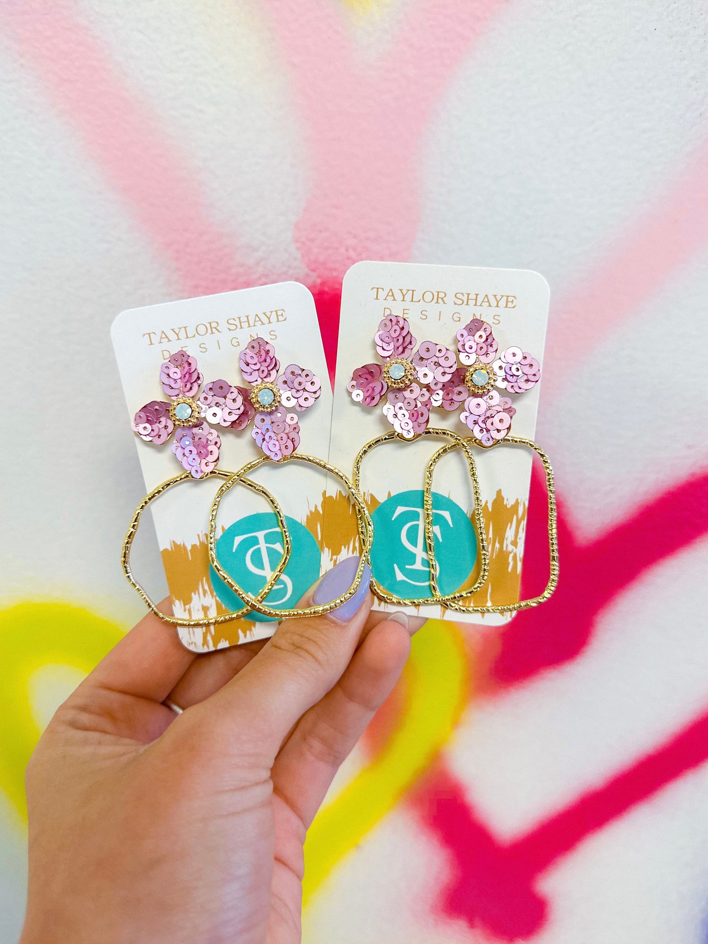 Jenna Sequin Flower Hoops