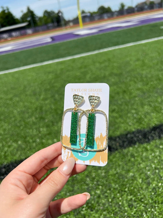 Green Glitter Stick Hoops