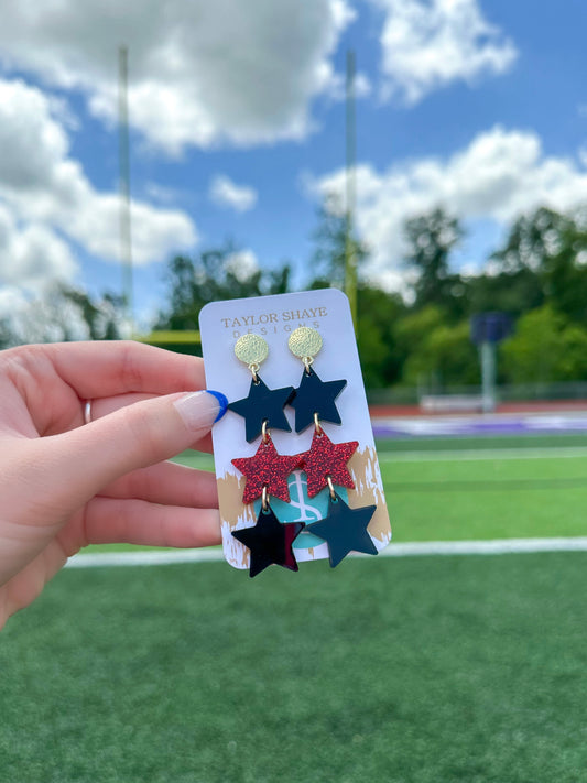 Black/Red Glitter Triple Stars