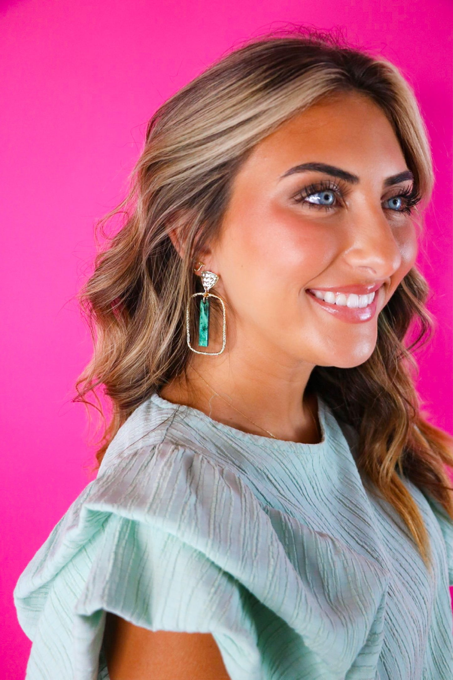 Emerald Shimmer Stick Hoops