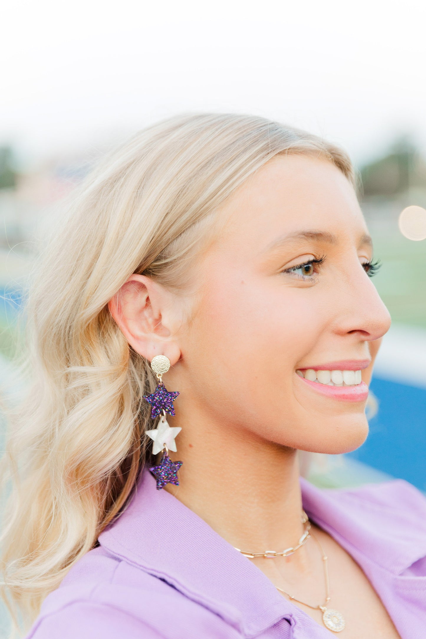 Purple Glitter/Shimmer Triple Stars