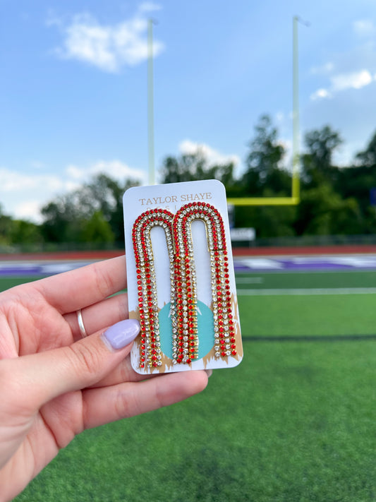 Red/Silver Rhinestone Chain Drops