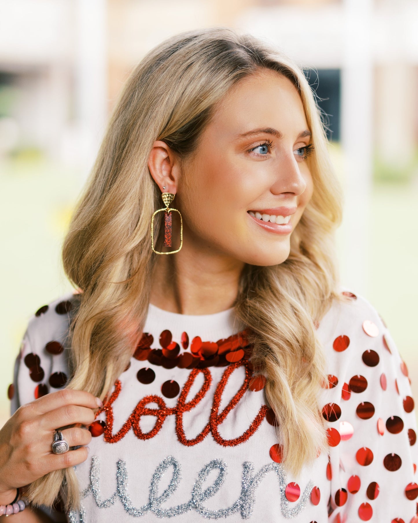 Red Glitter Stick Hoops