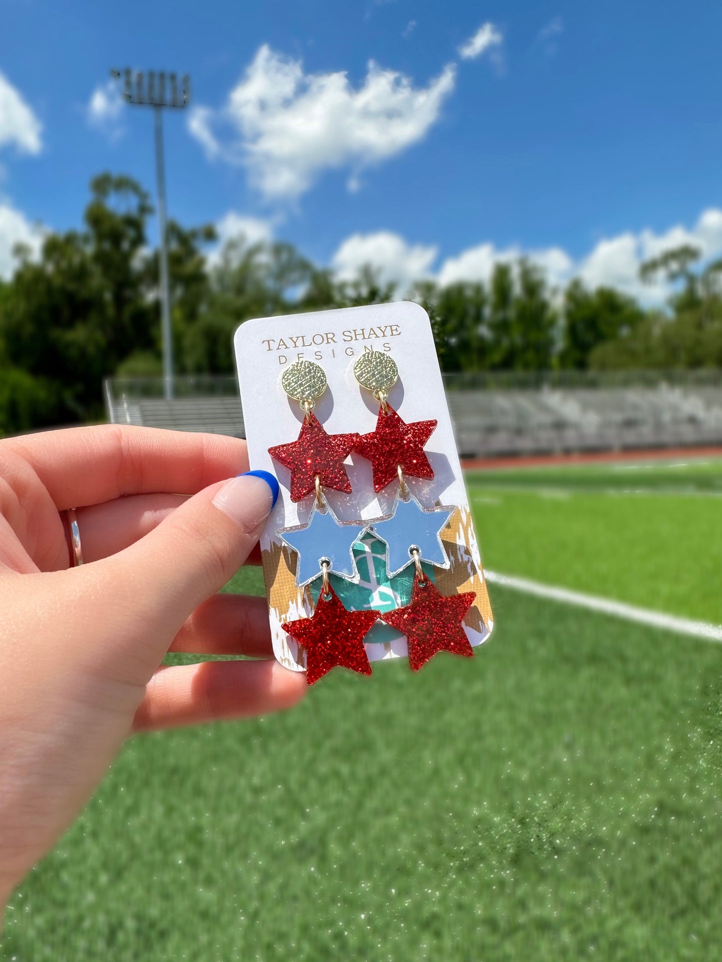 Red Glitter/Silver Mirror Triple Stars