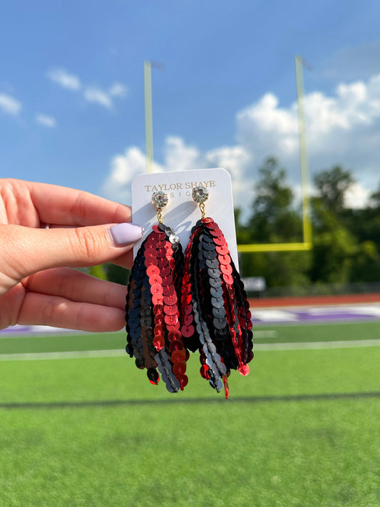 Red/Black Sequin Tassels